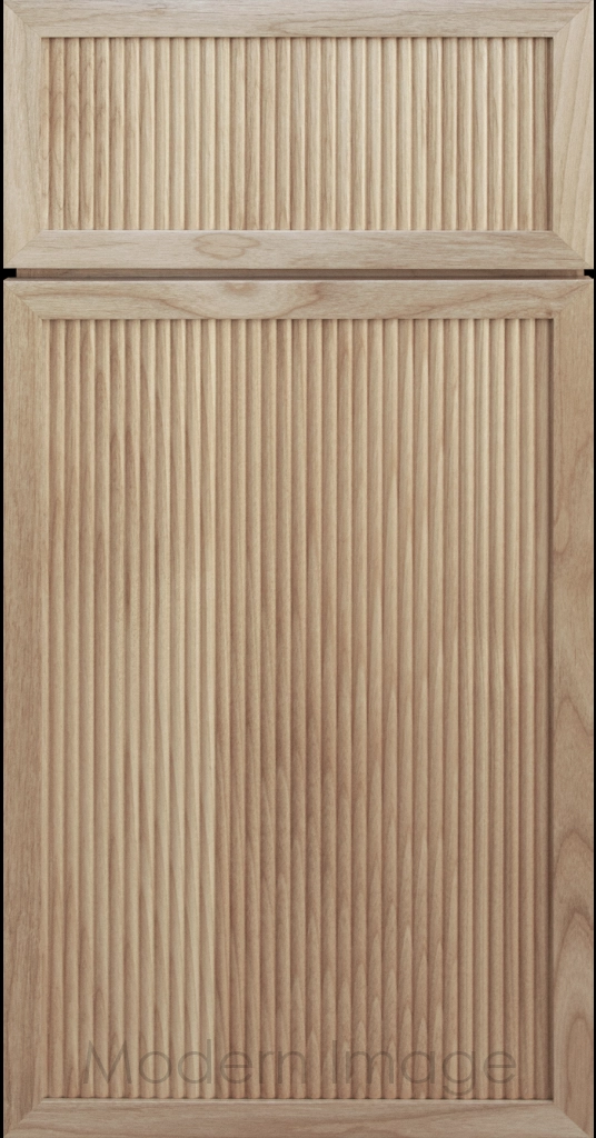 Arcadia Reed Cabinet in Light Blondie stain, featuring a Narrow Frame and a Slim Fluted Center Panel.